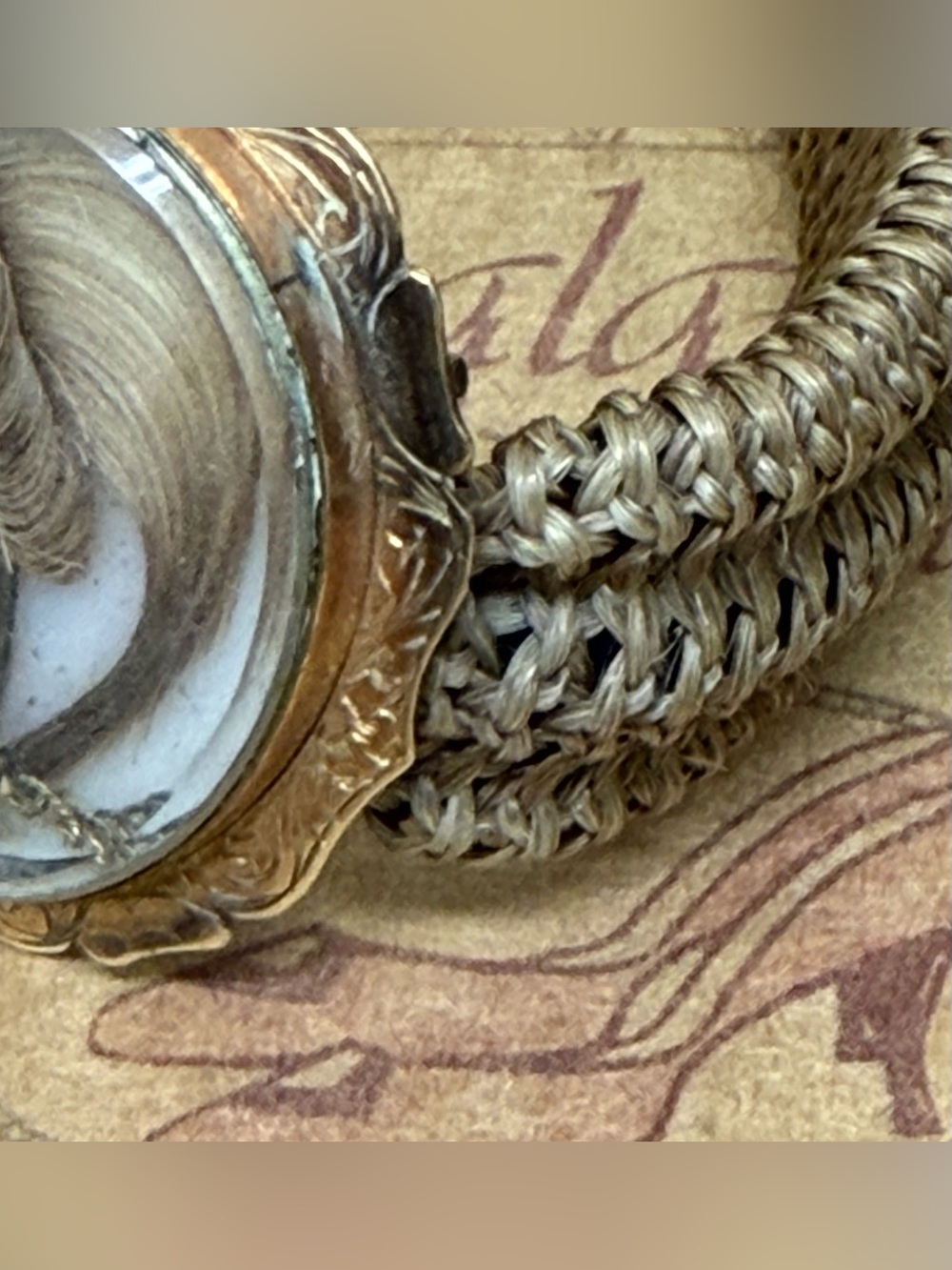 10K Gold Victorian Mourning Bracelet with Hair Band and 3 Hair Filled Lockets - Picture 6 of 15